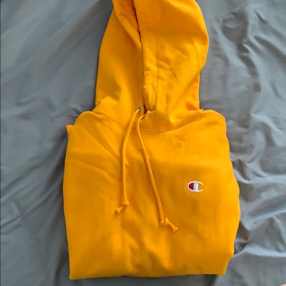 soft yellow champion hoodie